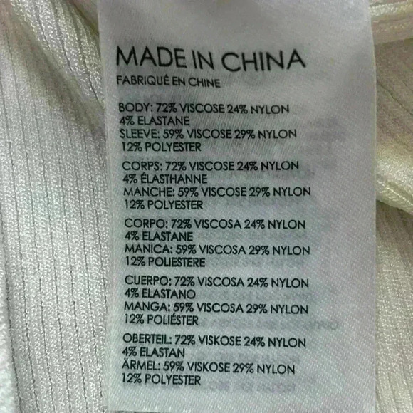 Club Monaco Women's Sheer Striped Lantern Sleeve Ribbed White Sweater, S - Picture 6 of 12